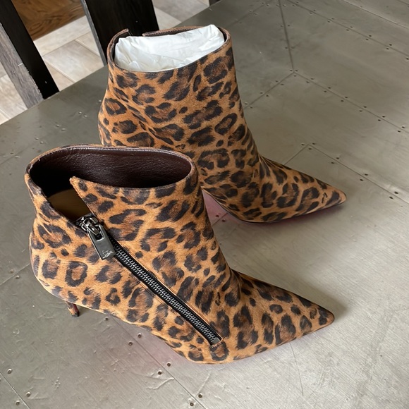 Christian louboutin birgikate leopard suede boot bootie 85mm sz 38.5 - Picture 2 of 10